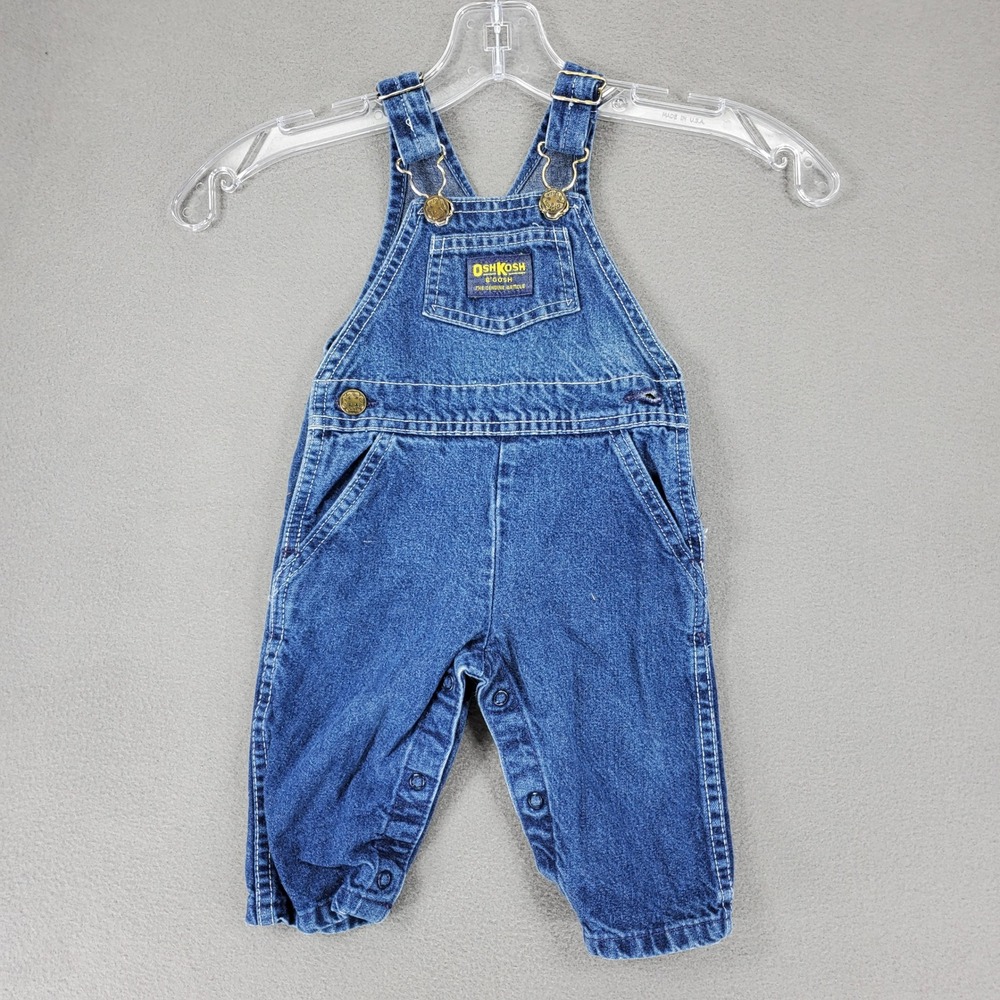 OshKosh B'gosh Denim Overalls Baby 6/9M Blue Vintage USA Made‎ Vestbak Classic